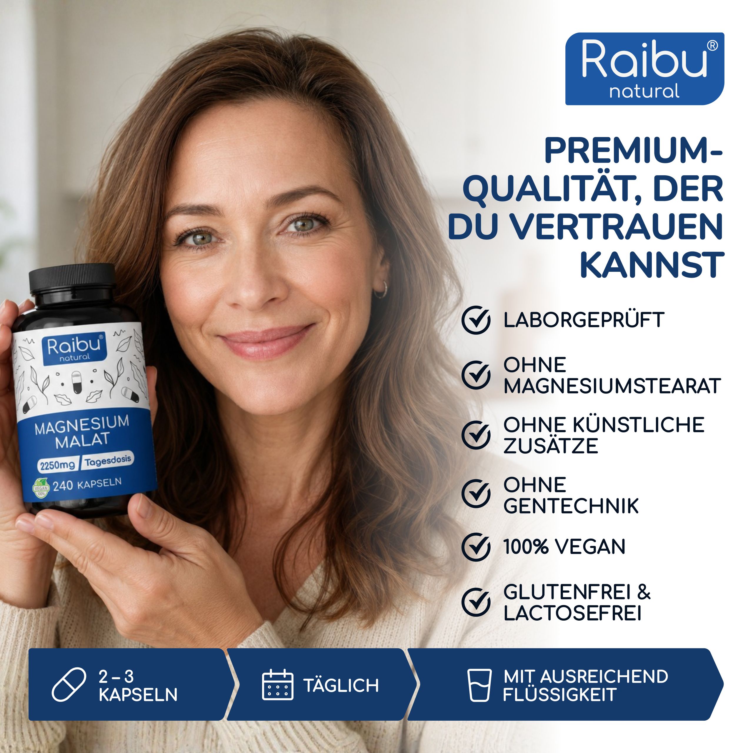 Magnesium Malat - Für Energiestoffwechsel, Müdigkeit & Muskelfunktion - Raibu