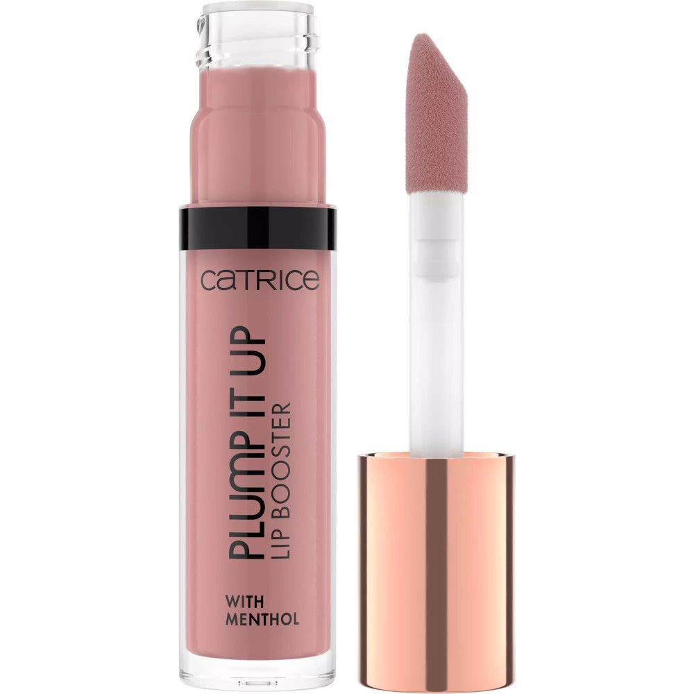 Lipgloss-Tube mit Applikator. Aufschrift: PLUMP IT UP LIP BOOSTER, WITH MENTHOL. Marke: CATRICE.