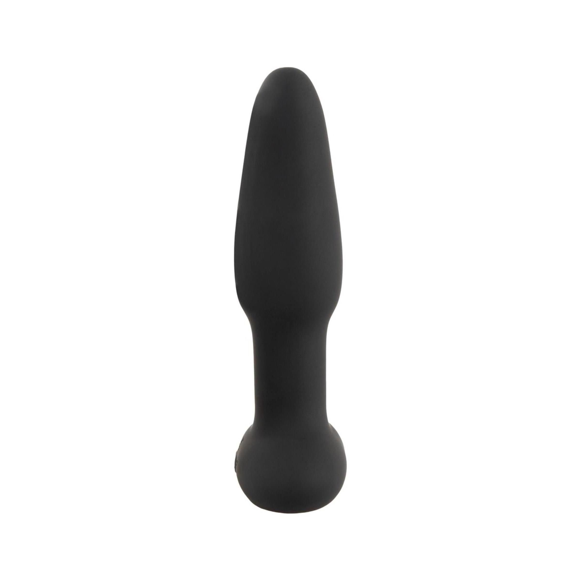 Schwarzer ANOS Pressure Trainer Anal Plug aus Silikon, Seitenansicht.