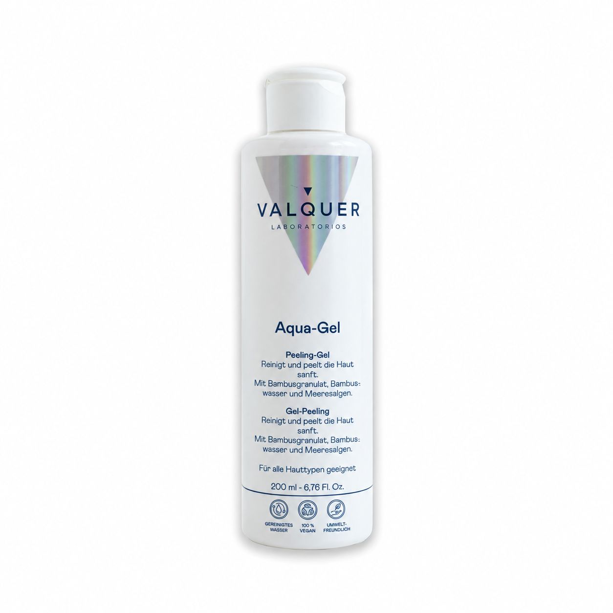 Valquer Laboratorios Aqua-Gel Peeling-Gel, 200 ml. Enthält Bambusgranulat, Meeressalz.