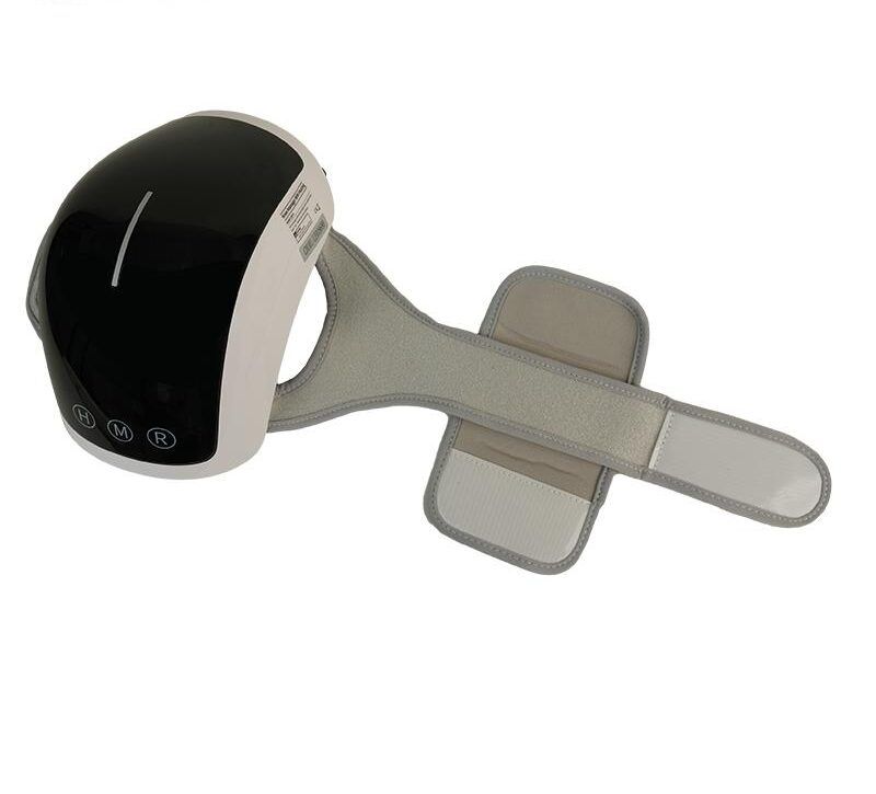 Gerät mit schwarzer Oberseite, weißer Umrandung und grauer Bandage. Drei Knöpfe (H, M, R).