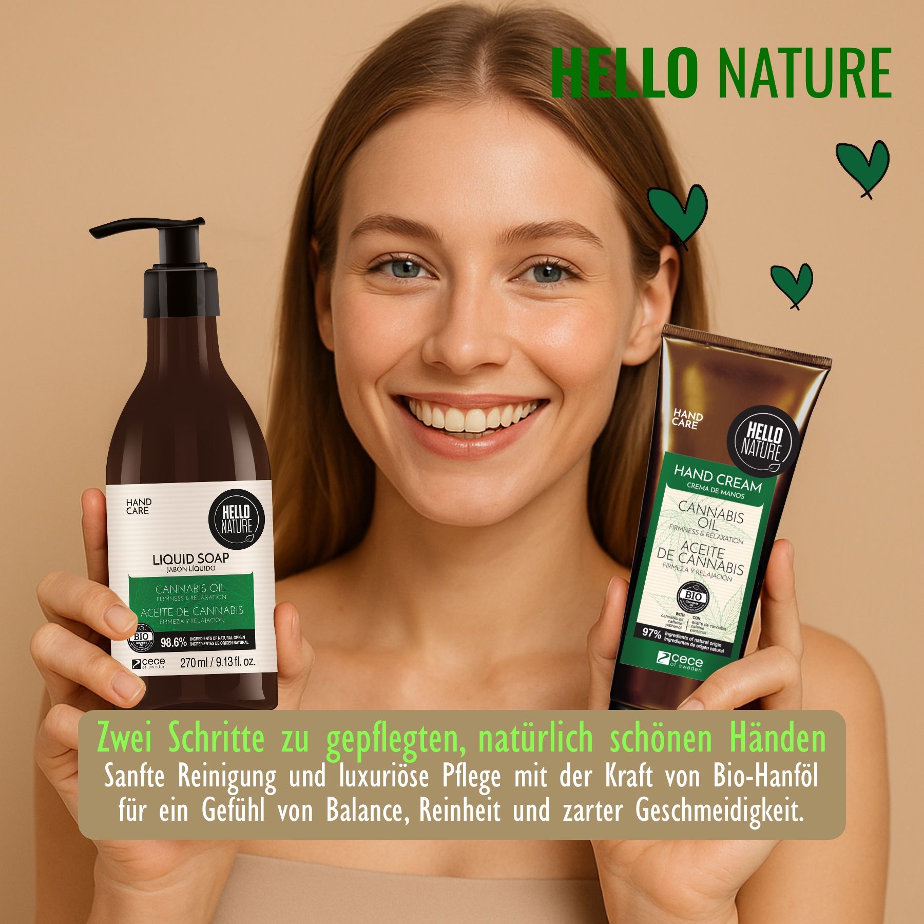 Hello Nature Pflege Haare Body Geschenkset Cannabis für Körperpflege