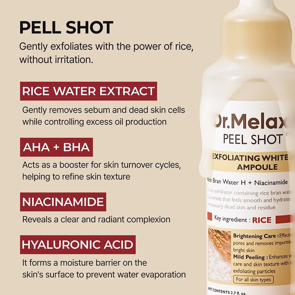 Dr.Melaxin Peel Shot Exfoliant White Rice Ampoule 80ml