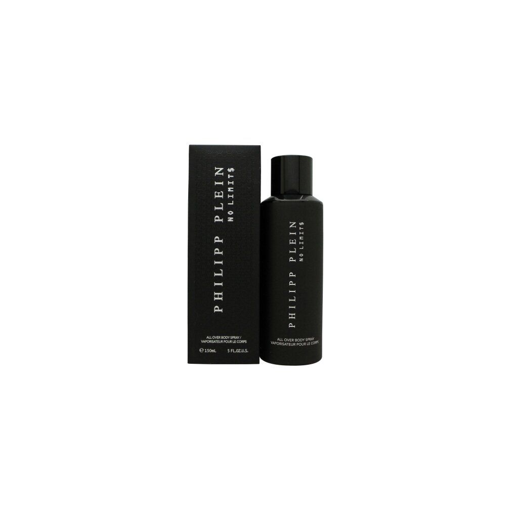 Schwarzer Zerstäuber und Verpackung für Philipp Plein No Limits All Over Body Spray, 150ml.