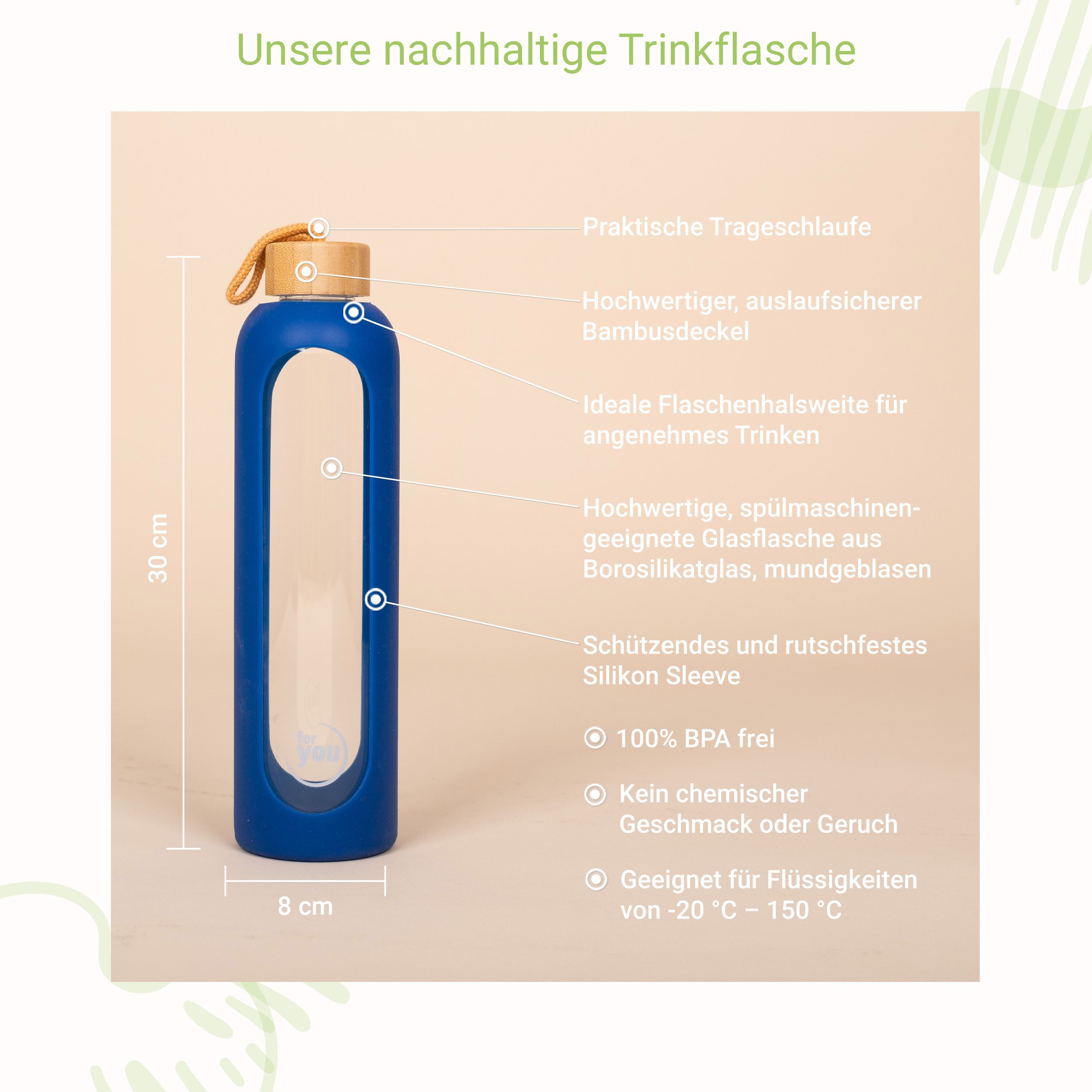 for you Nachhaltige Trinkflasche Dreierpack
