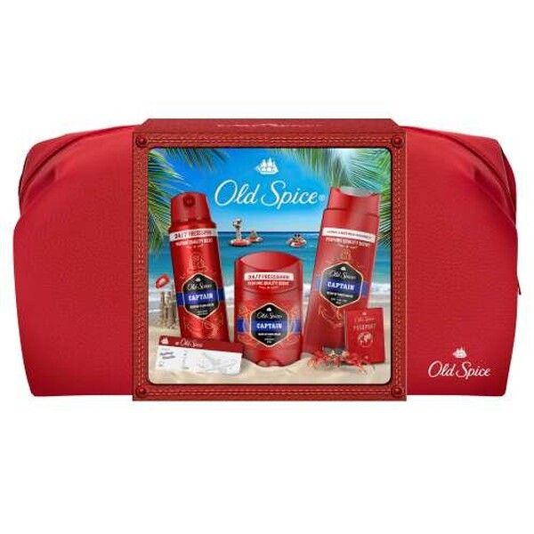 Old Spice Captain Reisetasche Geschenkset mit Deostick, Deospray und Duschgel