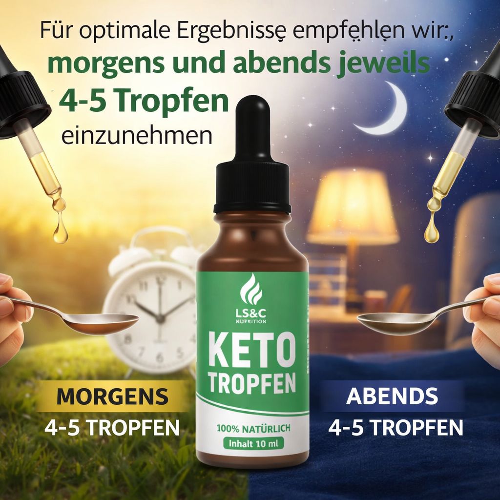 Braune Flasche mit grüner Aufschrift. Pipetten und Löffel. Tag- und Nacht-Hintergrund mit Mond und Uhr.