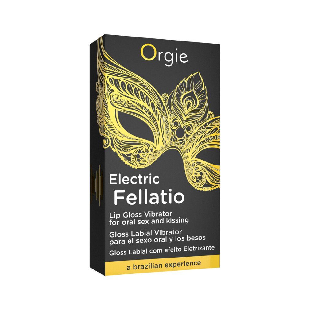 Verpackung für Orgie Electric Fellatio Lip Gloss Vibrator.