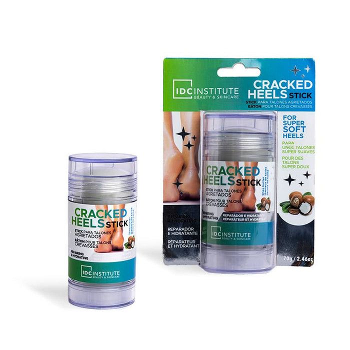 IDC Institute Cracked Heels Stick. Zylinderförmiger Stick mit Verpackung. Aufschrift: "Cracked Heels Stick".