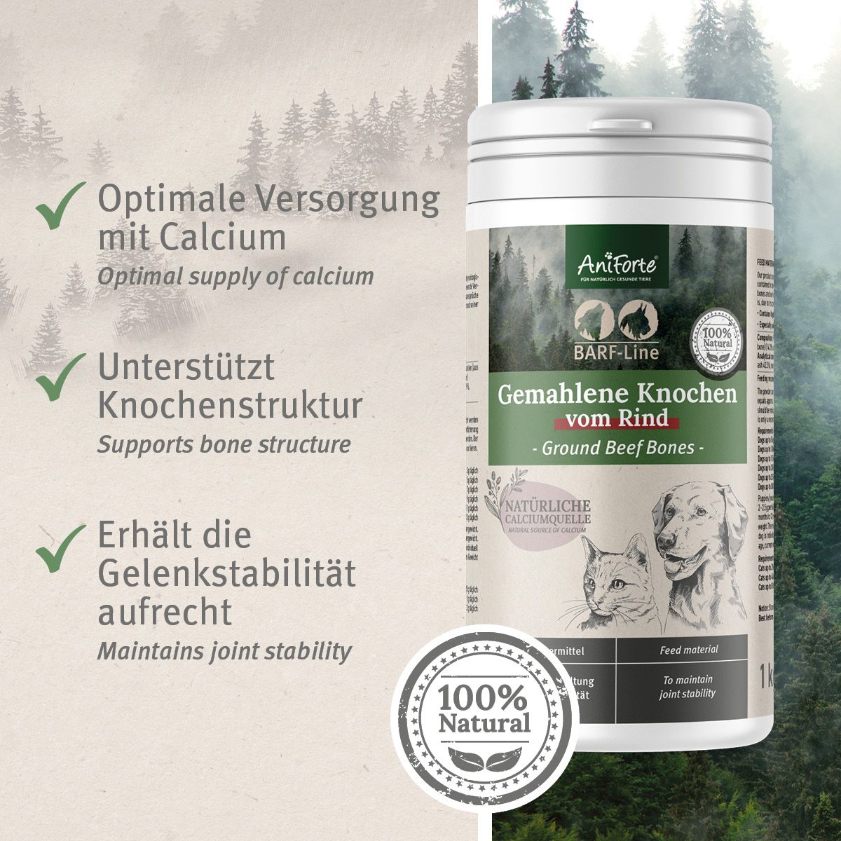 AniForte BARF-Line Gemahlene Knochen vom Rind