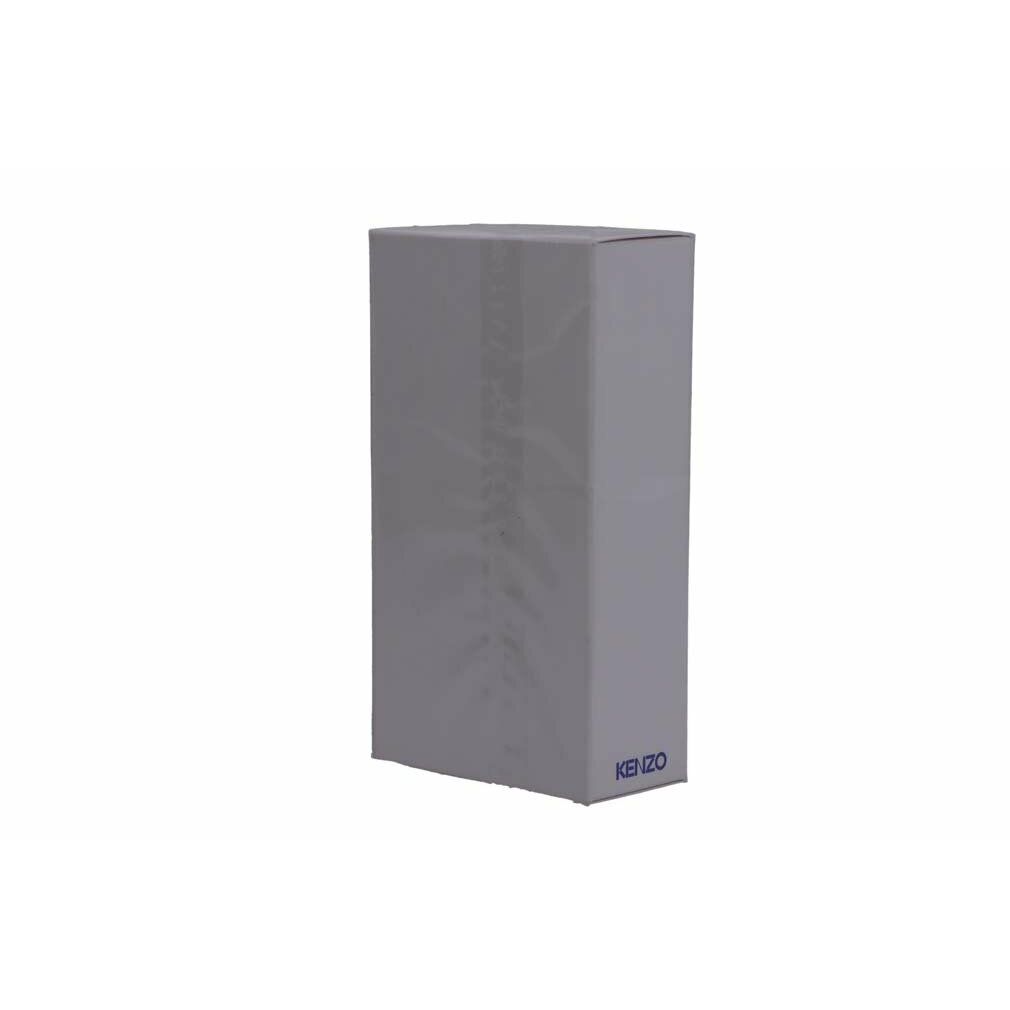 Graue rechteckige Verpackung. Unten rechts steht in Blau KENZO.