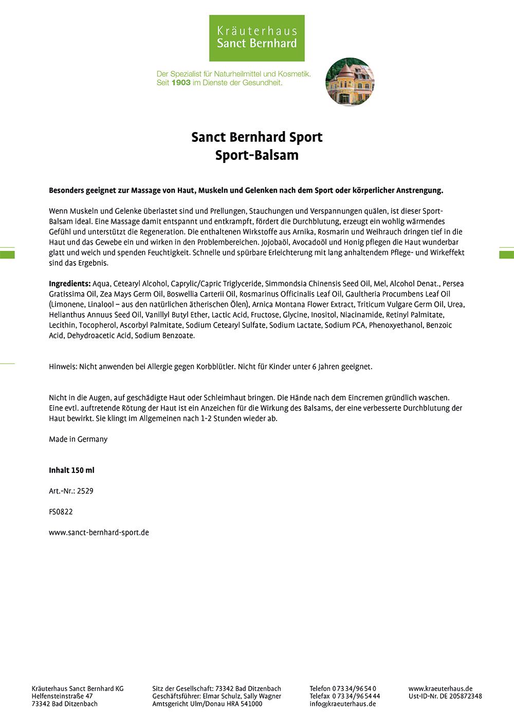 Sanct Bernhard Sport Sport-Balsam