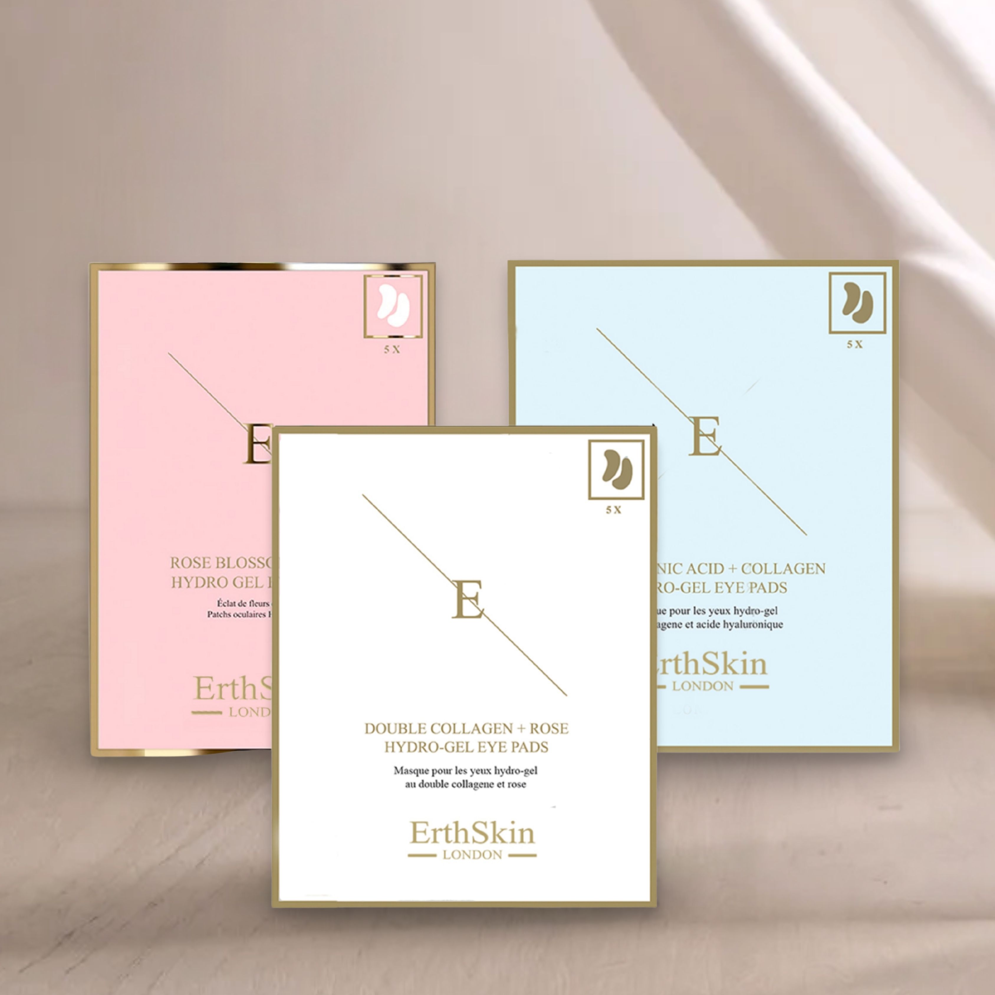 ErthSkin London Rosenblüten-Augenpads + Doppelkollagen-Augenpads + Hydrogel-Augenpads