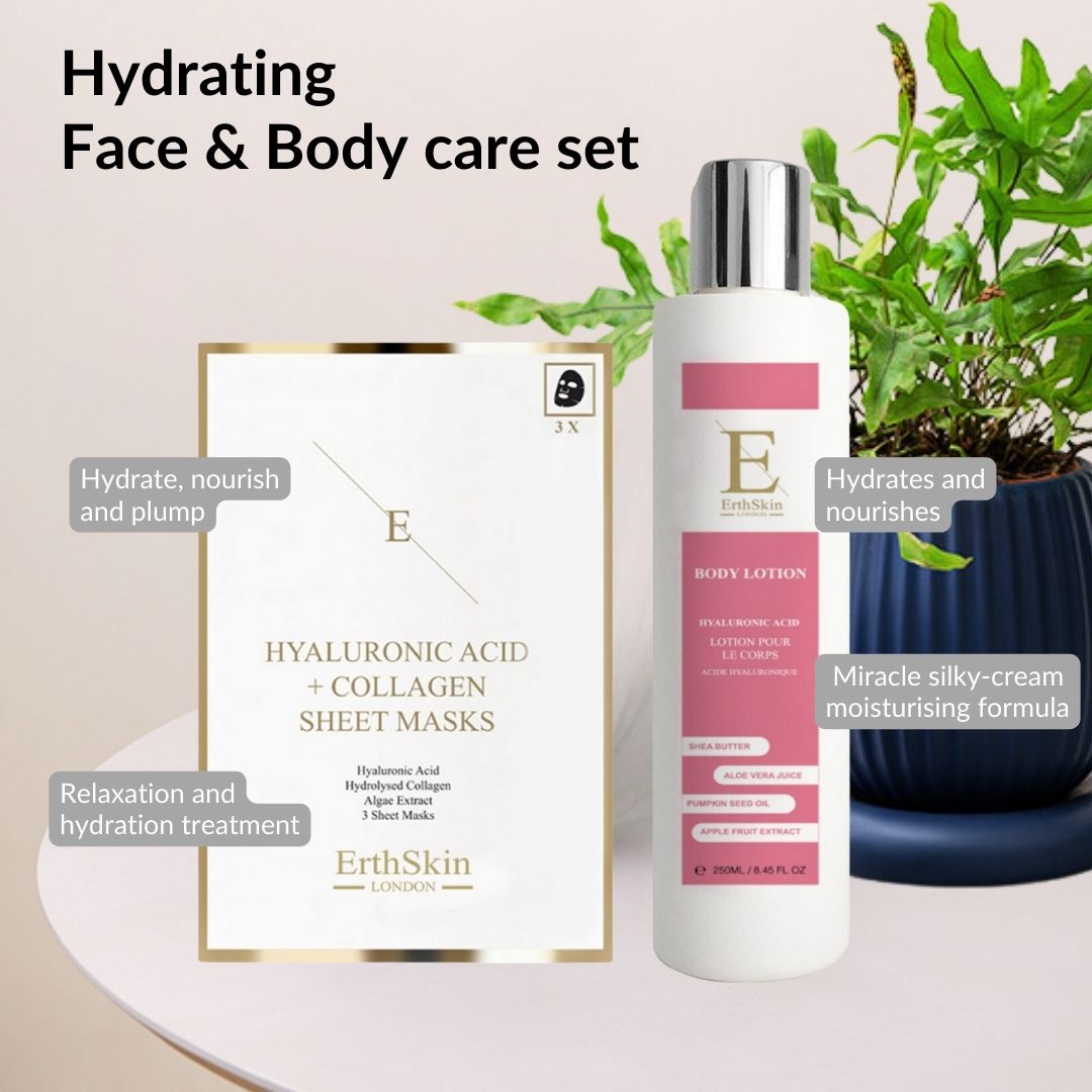 ErthSkin London Hyaluronsäure + Kollagen-Körperlotion + Kollagenmaske