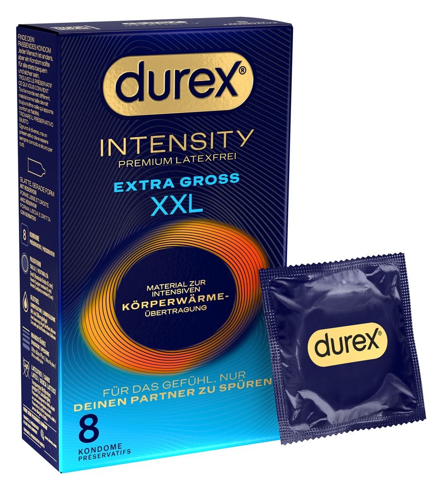 Durex Intensity XXL Kondompackung mit einzelnem Kondom.