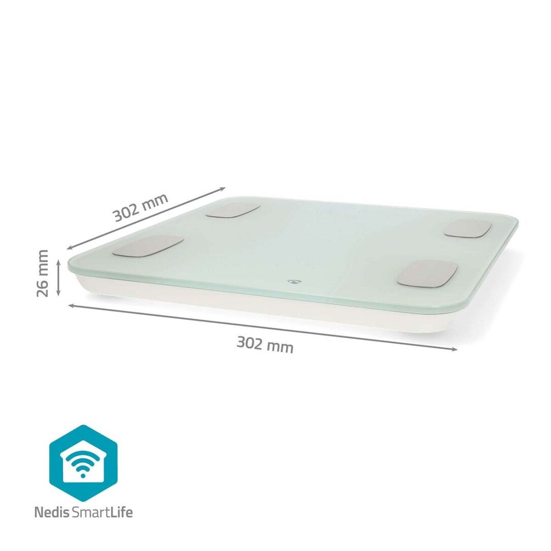 Nedis WIFI-SmartLife-Personenwaage / Bluetooth® / BMI / BMR / Fett / Gebeine / Gewicht / Muskeln /