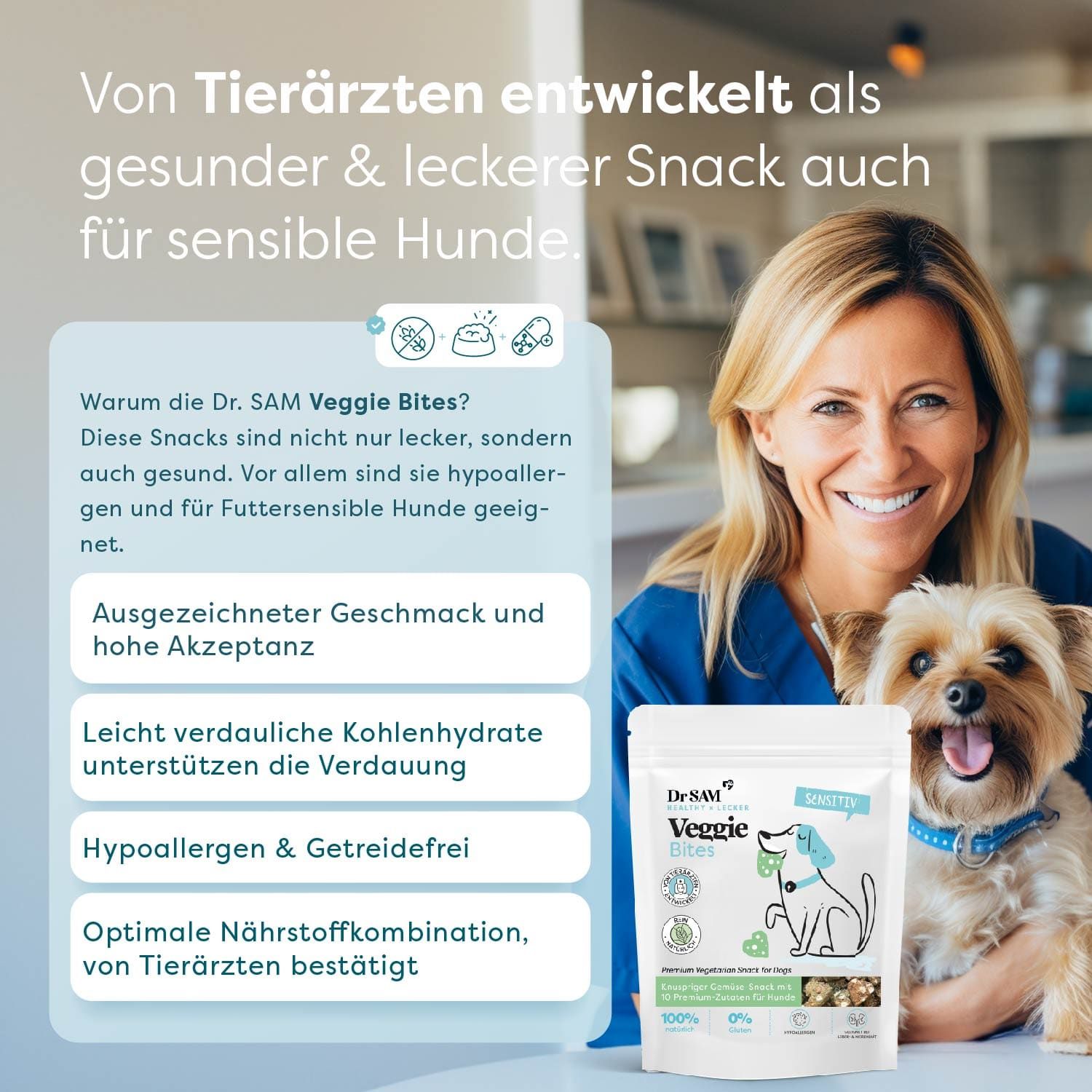 Dr. SAM Premium Veggie Bites - Gemüsesnack für Hunde