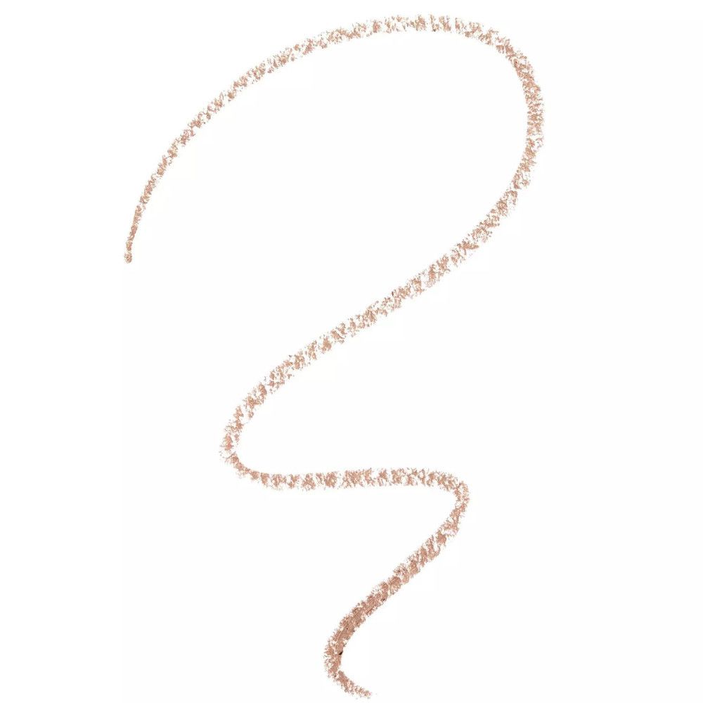 Strich einer Augenbrauenstiftfarbe. Farbton hellbraun. Auf weißem Hintergrund.