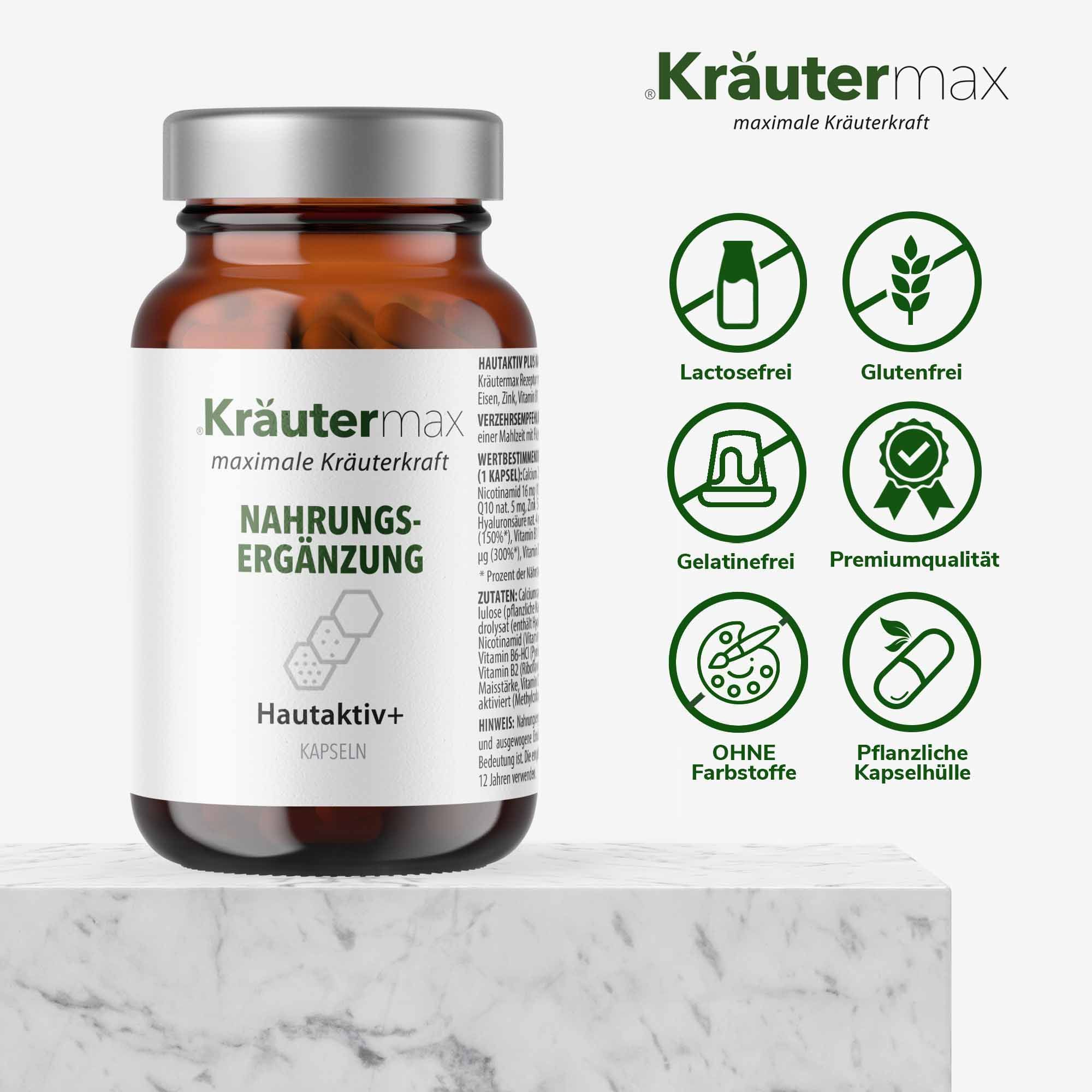 Kräutermax Hautaktiv plus Hyaluron, Q10, Zink Kapseln