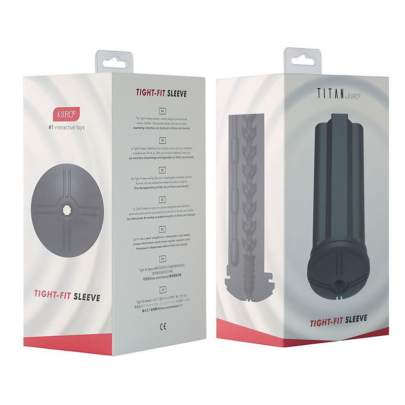 Verpackung des Titan Anal Sleeve, Vorder- und Rückseite mit Produktinformationen.