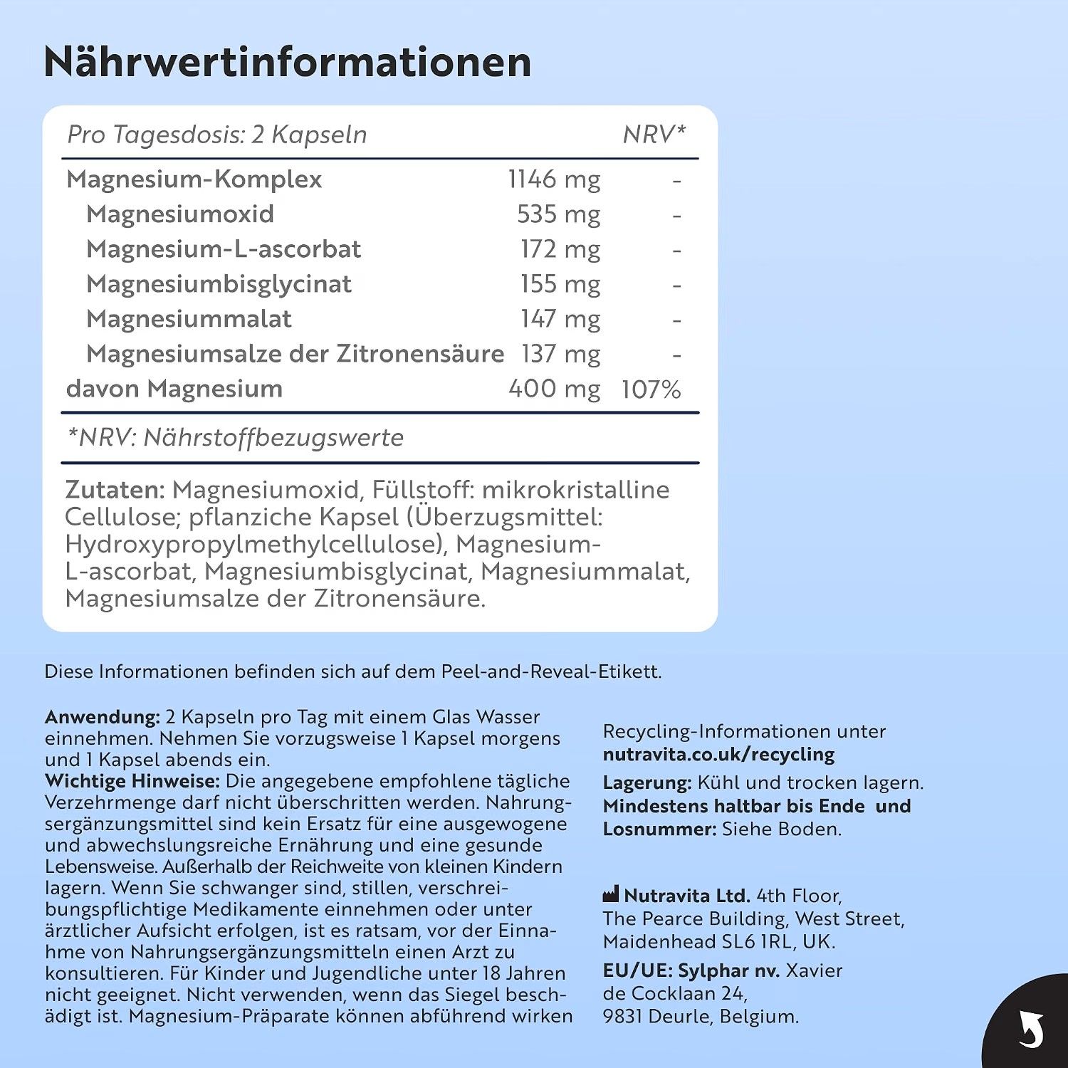 Nutravita Magnesium-Komplex aus fünf Formen