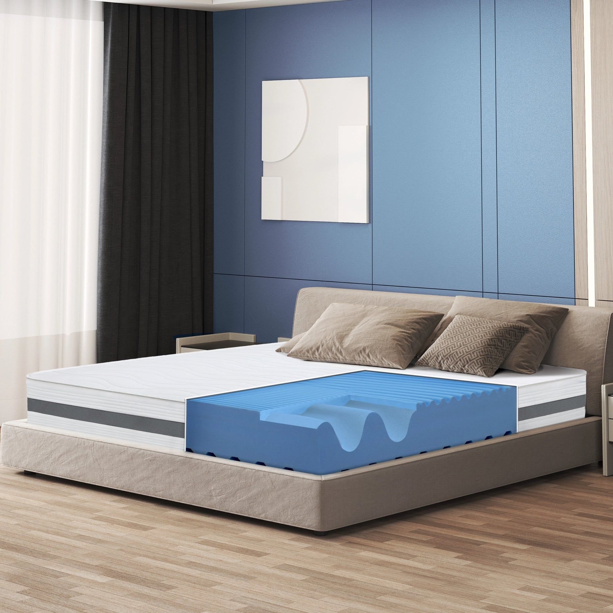 The White Stone Matratze 150x190 cm mit Antibakterieller Schaum | Höhe 20 cm