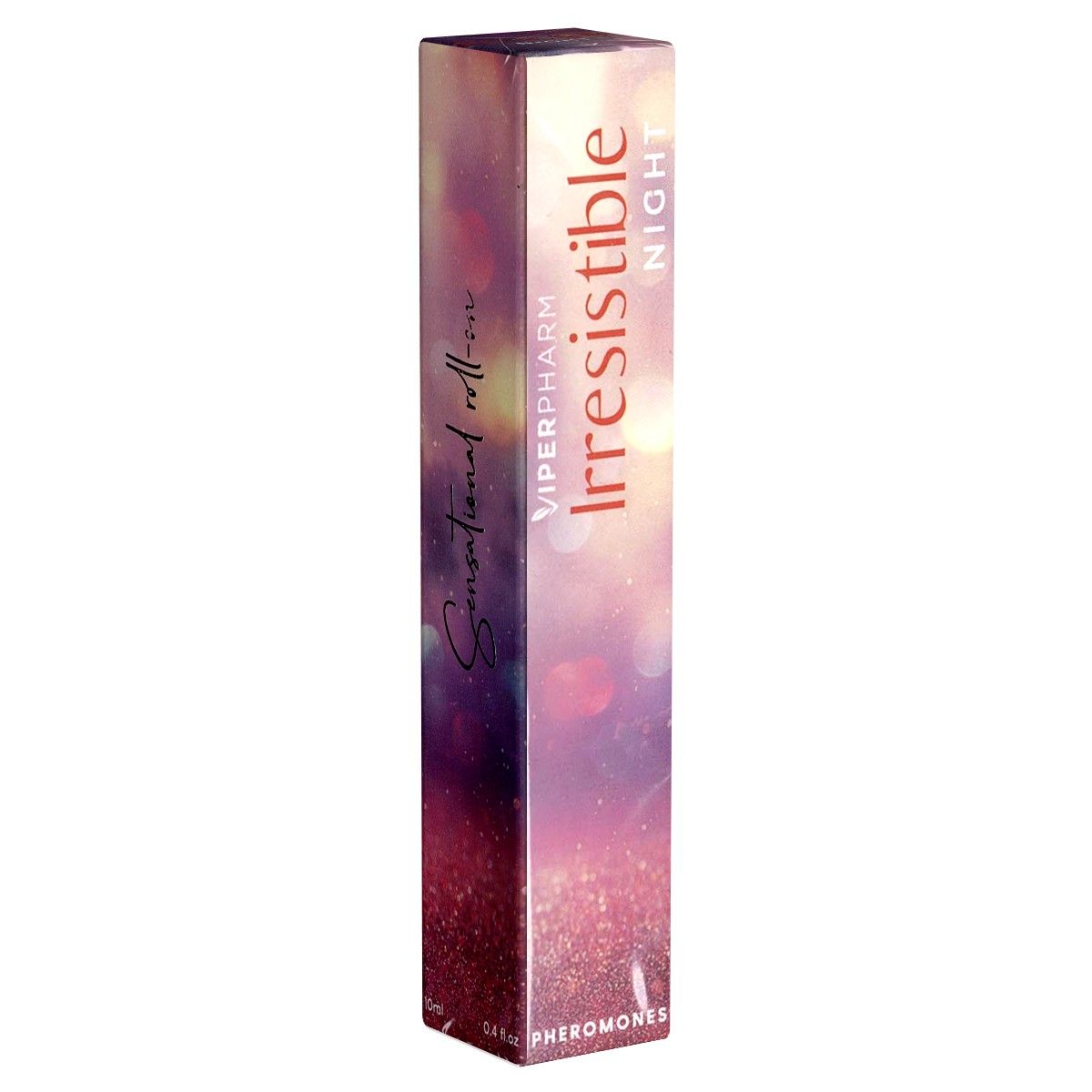Schachtel mit Produktnamen Irresistible Night. Aufschrift: ViperPharm, Sensational roll-on, Pheromone.