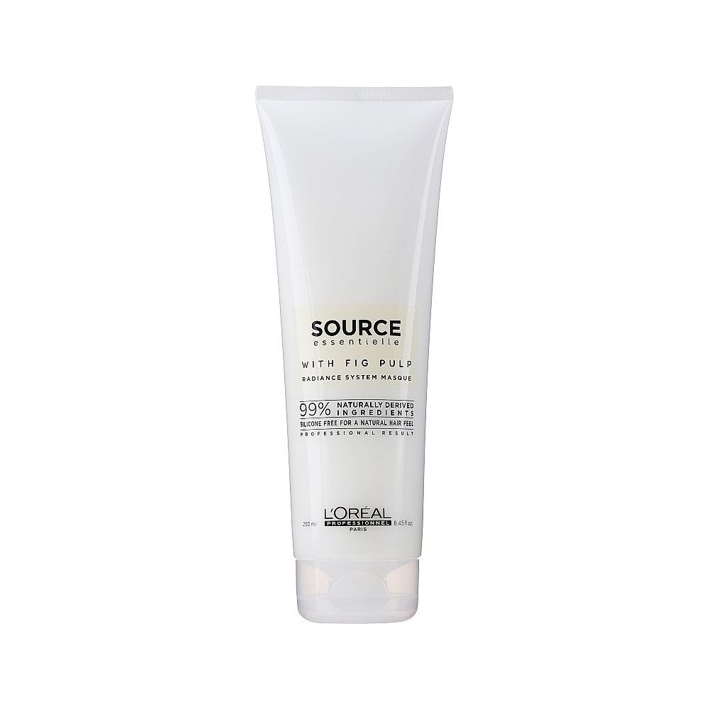 Weißes Tube-Produkt. Aufschrift: Source essentielle, mit Feigenpulp, 99% Inhaltsstoffe natürlichen Ursprungs. Marke: L'Oréal Professionnel.