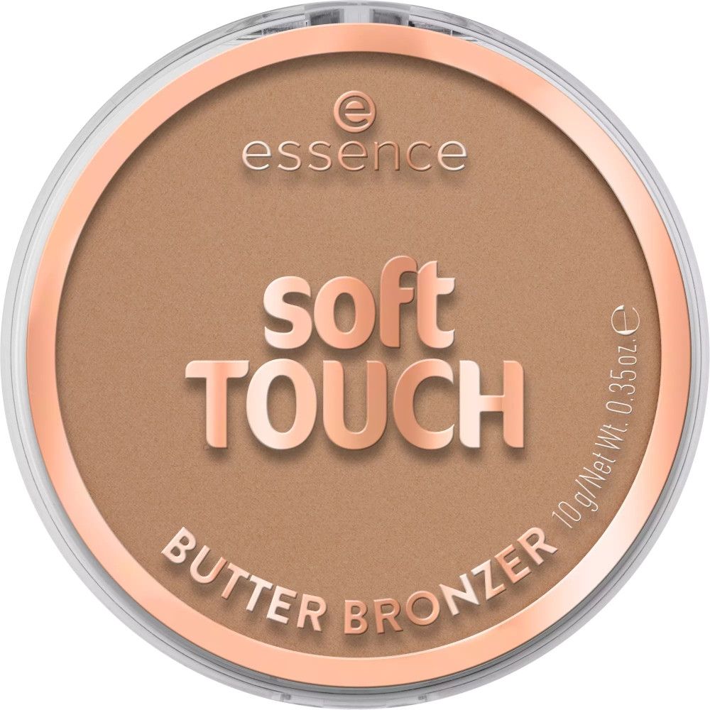 Runder Bronzer-Puder in einer transparenten Dose. Aufschrift: "essence soft TOUCH BUTTER BRONZER".