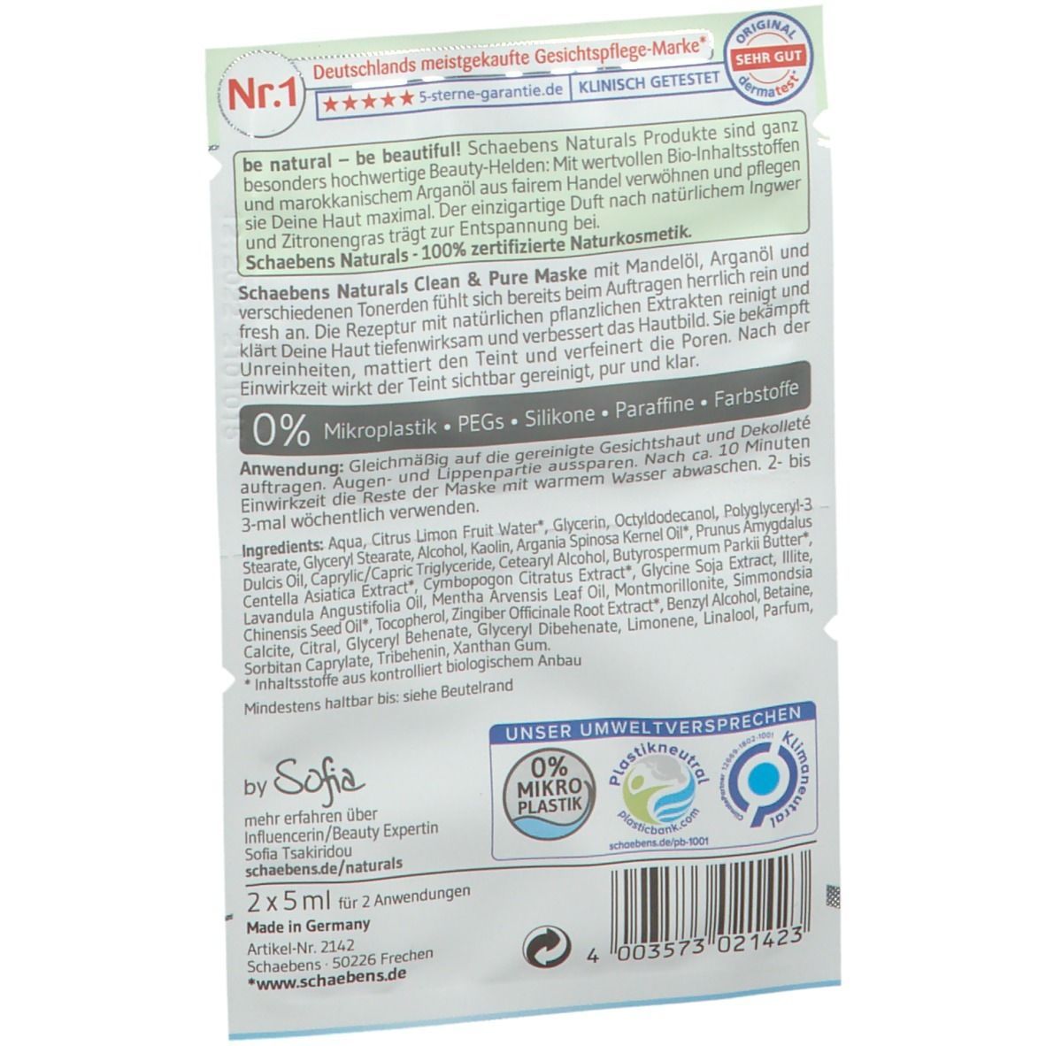 Schaebens NATURALS Clean & Pure MASKE