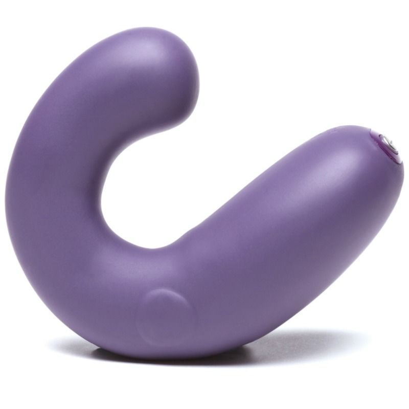 Lila Auflegevibrator "G-Kii" in gebogener Form, Seitenansicht.