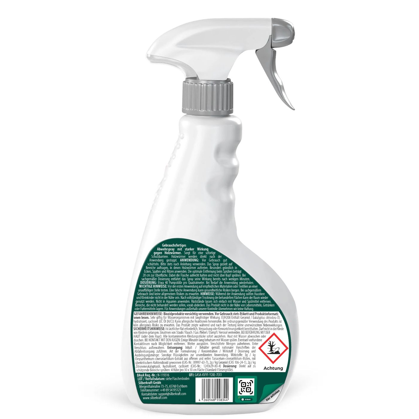 SILBERKRAFT Holzwurm Spray inkl. E-Book