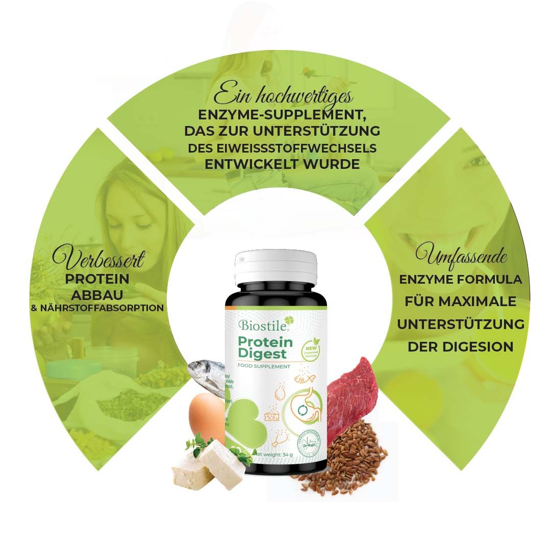 Biostile Protein Digest: Hochwertiges Enzym-Supplement zur Unterstützung des Proteinstoffwechsels.